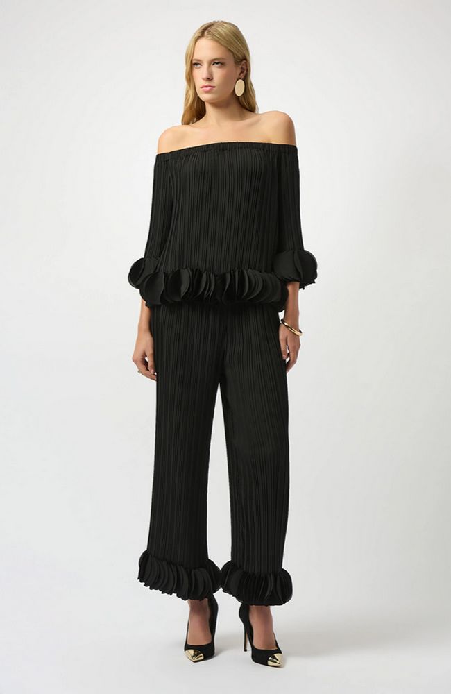 Georgette Wide Leg Pleated Pants