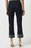 Straight Crop Stretch Jeans with Turned Hem
