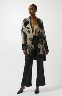 Abstract Jacquard Sweater Knit Long Cardigan