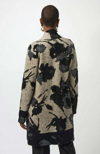 Abstract Jacquard Sweater Knit Long Cardigan