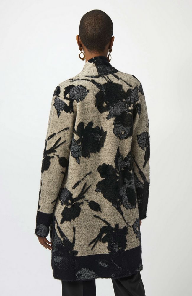 Abstract Jacquard Sweater Knit Long Cardigan