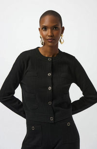 Sweater Knit Crew Neck Jacket