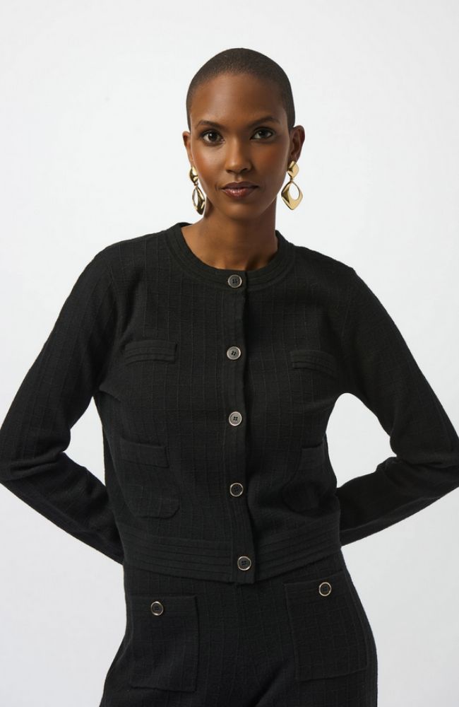 Sweater Knit Crew Neck Jacket