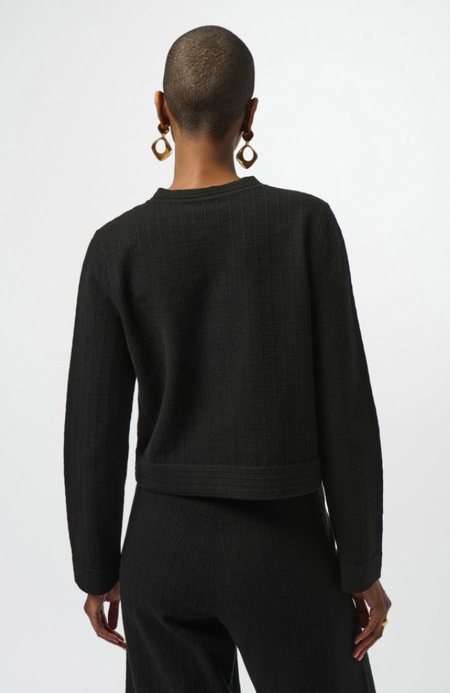 Sweater Knit Crew Neck Jacket