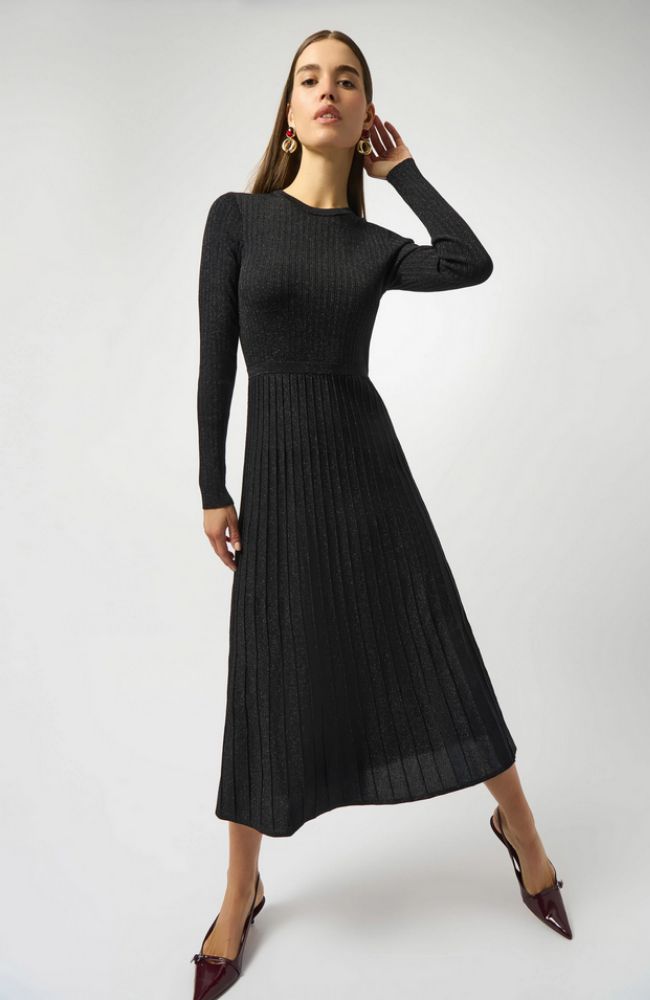 Knit Fit Flare Crew Neck Dress