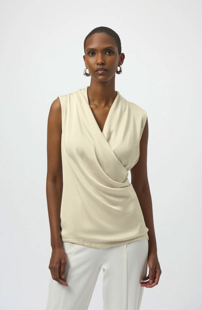 Satin & Silky Knit Wrap Top