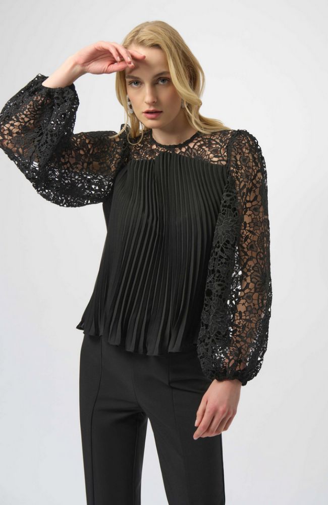 Pleated Top Floral Lace Sleeves