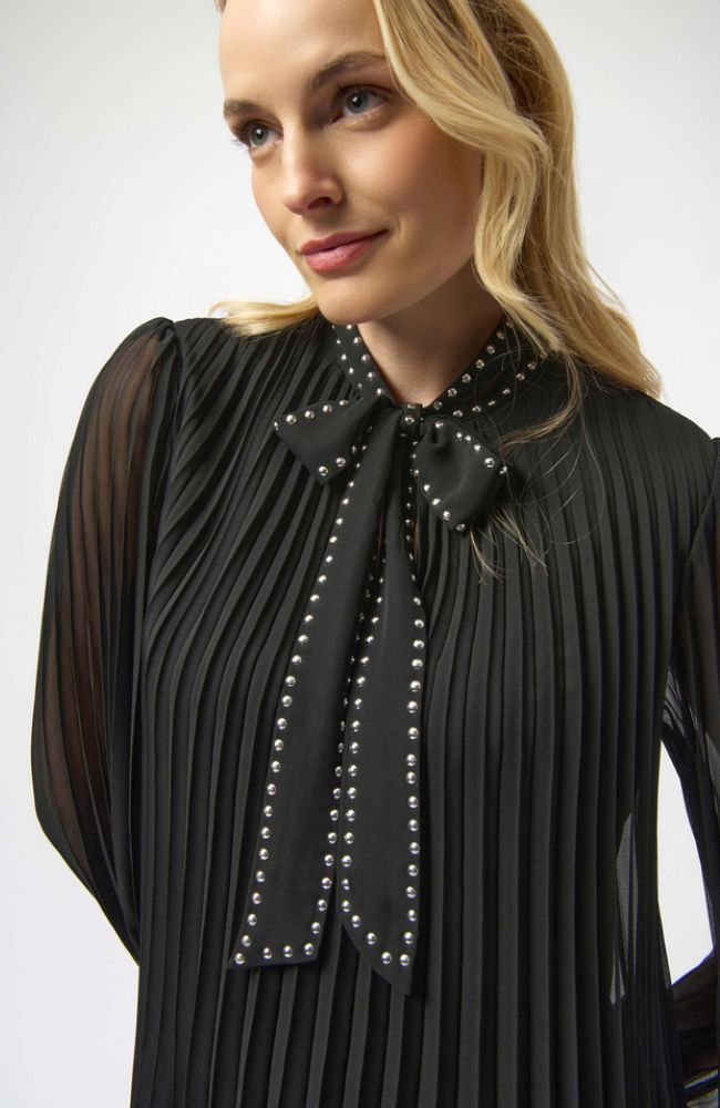 Pleated Chiffon Neck Tie Dress