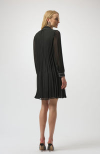 Pleated Chiffon Neck Tie Dress