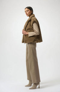 Chevron Faux Fur Vest