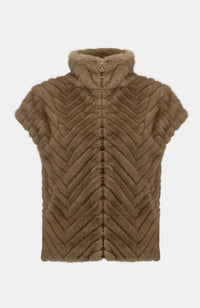 Chevron Faux Fur Vest