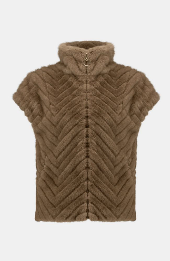 Chevron Faux Fur Vest
