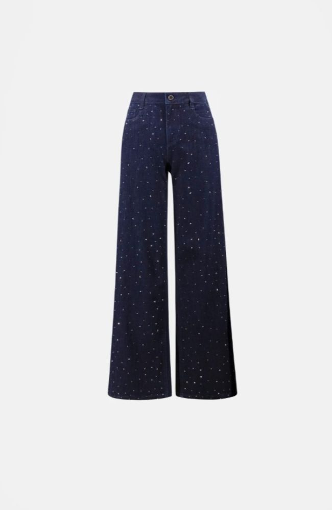 Classic Rhinestone Wide-Leg Jeans