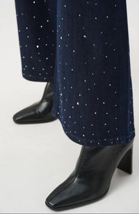 Classic Rhinestone Wide-Leg Jeans