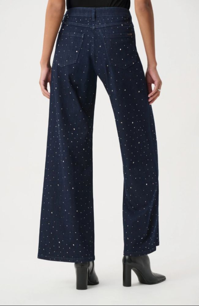 Classic Rhinestone Wide-Leg Jeans