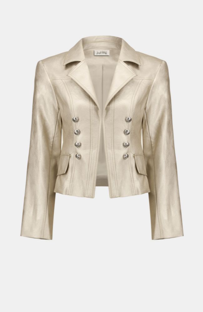 Leatherette Notched Collar Jkt