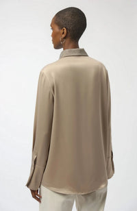 Satin Blouse with Emb Collar