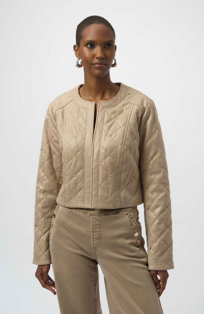 Suede Diamond Quilt Stud Jacket