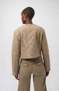Suede Diamond Quilt Stud Jacket
