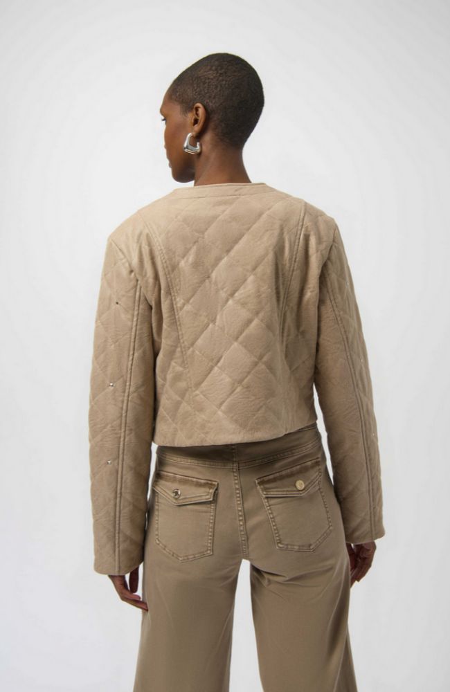 Suede Diamond Quilt Stud Jacket