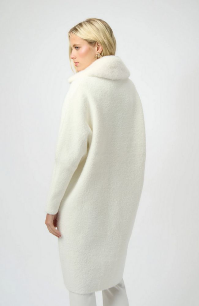 Feather Yarn and Faux Fur Sweater Coat