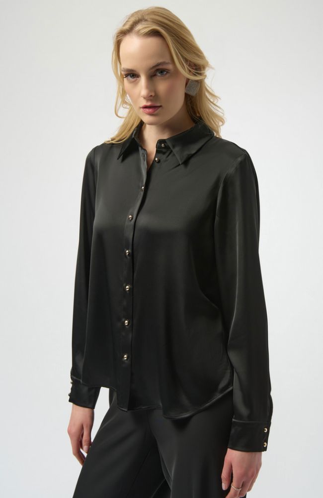 Satin Blouse Back Cowl Neck