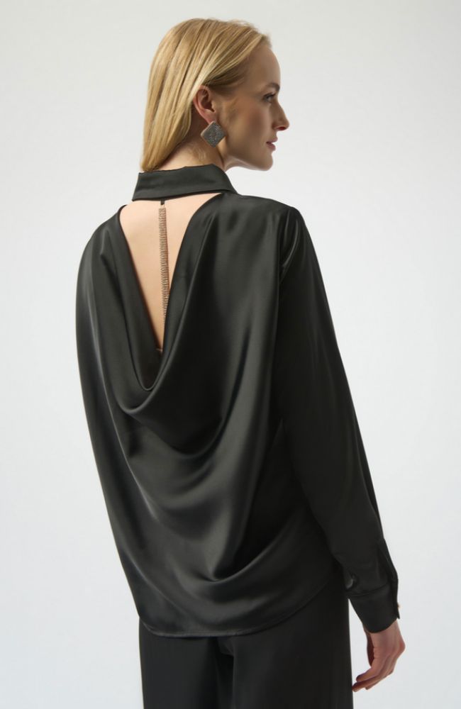 Satin Blouse Back Cowl Neck