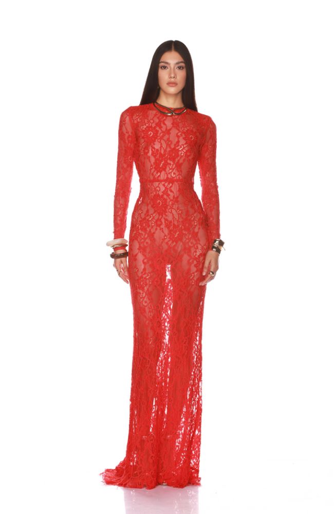 Electra Red Lace Gown