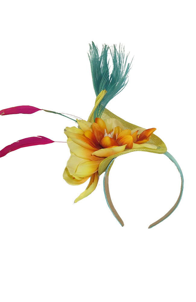 25COT-Bella Fascinator Yellow