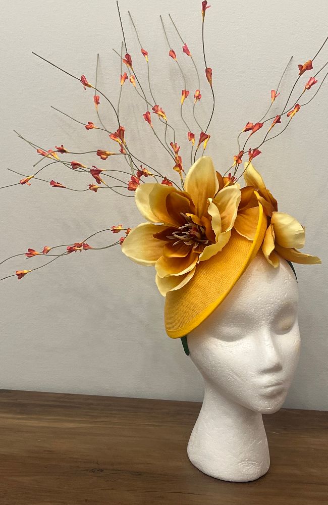 25COT-SANDY Fascinator Yellow
