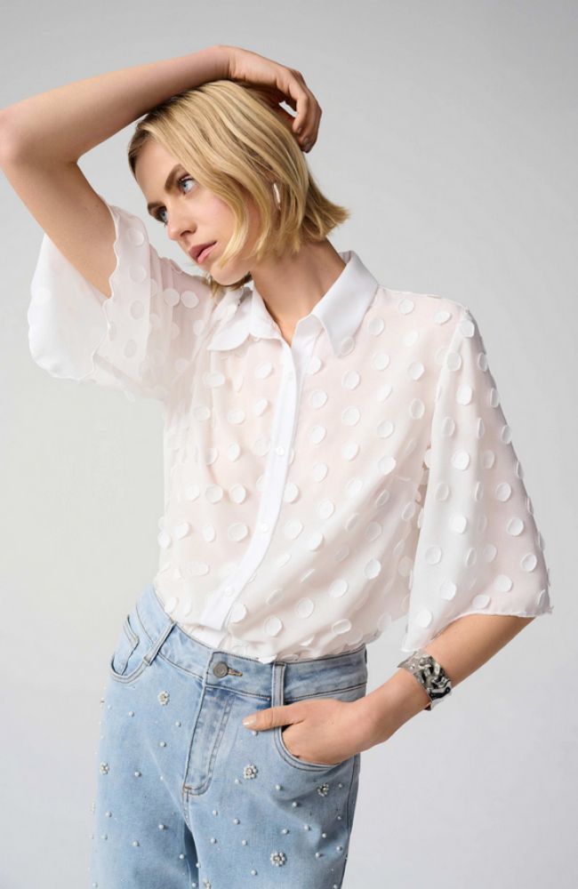 3D Dot Jacquard Boxy Blouse