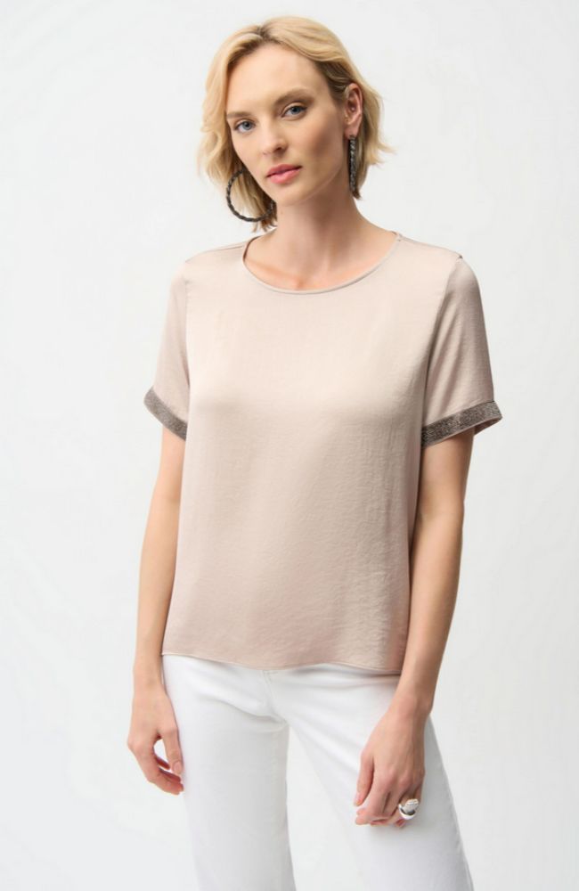 Satin Top with Rhinestone Details