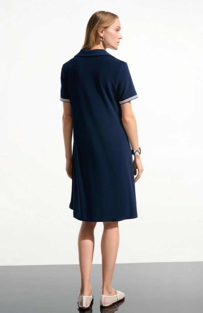 Silky Knit Trapeze Dress in Indigo