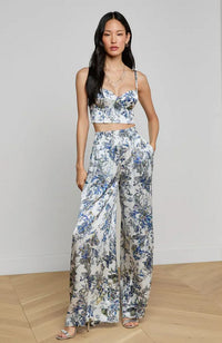 Lillian Wide Leg Pant Gray Watercolor Butterfly