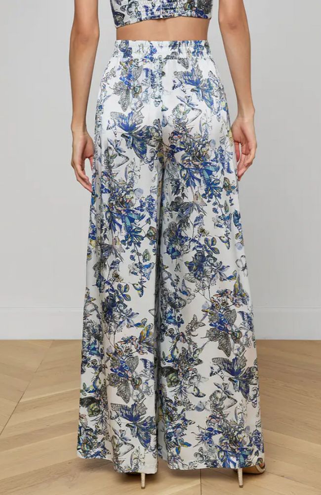 Lillian Wide Leg Pant Gray Watercolor Butterfly