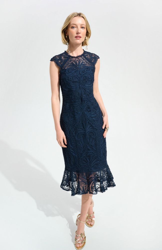 Guipure Soutache Trumpet Dress