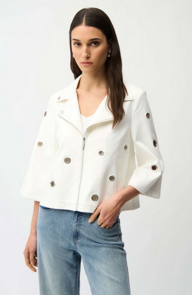 Foiled Faux Suede Swing Grommet Jacket