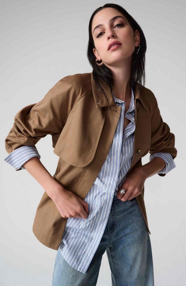 Cotton Twill Short Trench Jacket