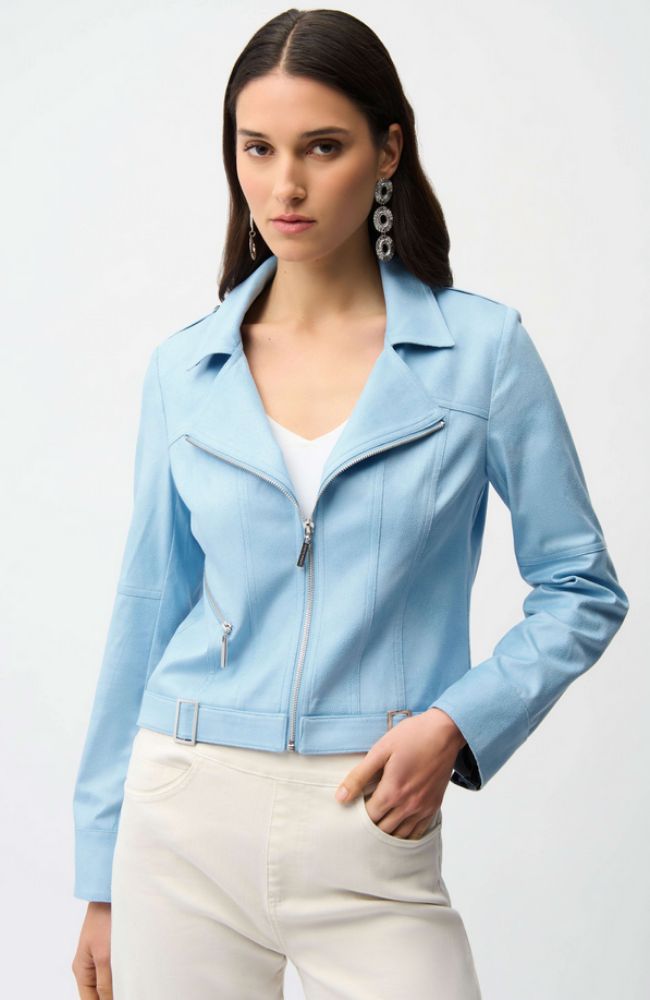 Foiled Faux Suede Fitted Jacket