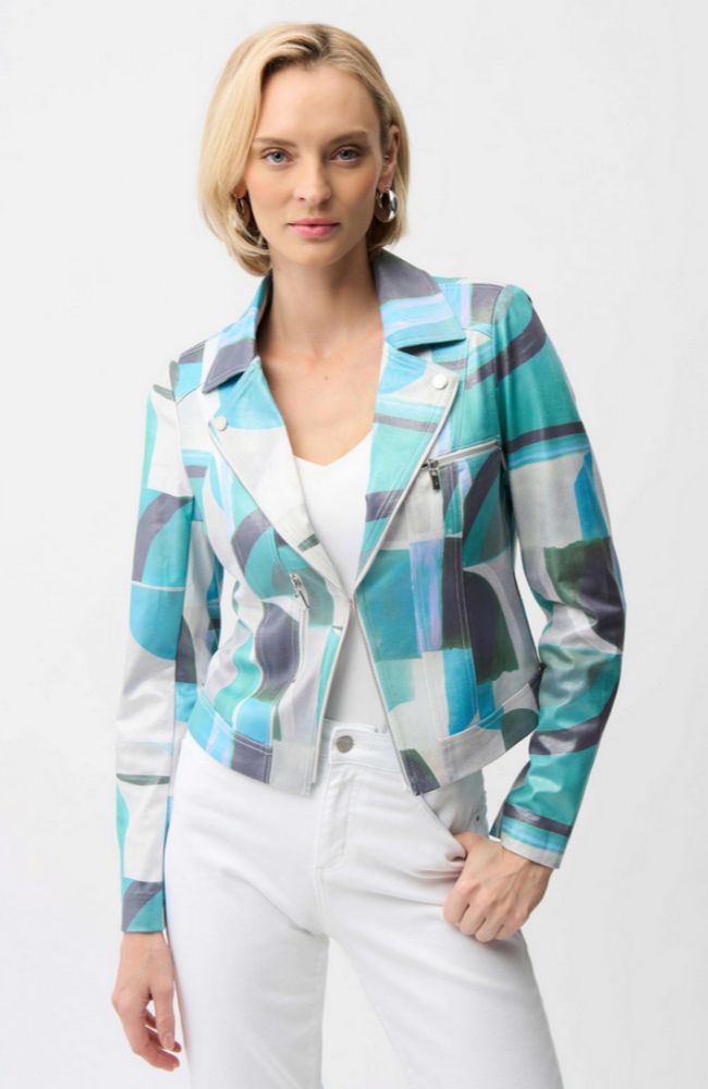 Foiled Faux Suede Geometric Jacket
