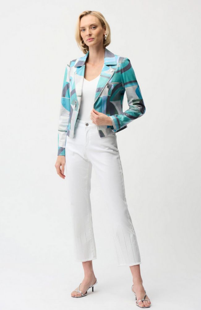 Foiled Faux Suede Geometric Jacket