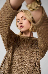 Sequin Chevron LS Sweater