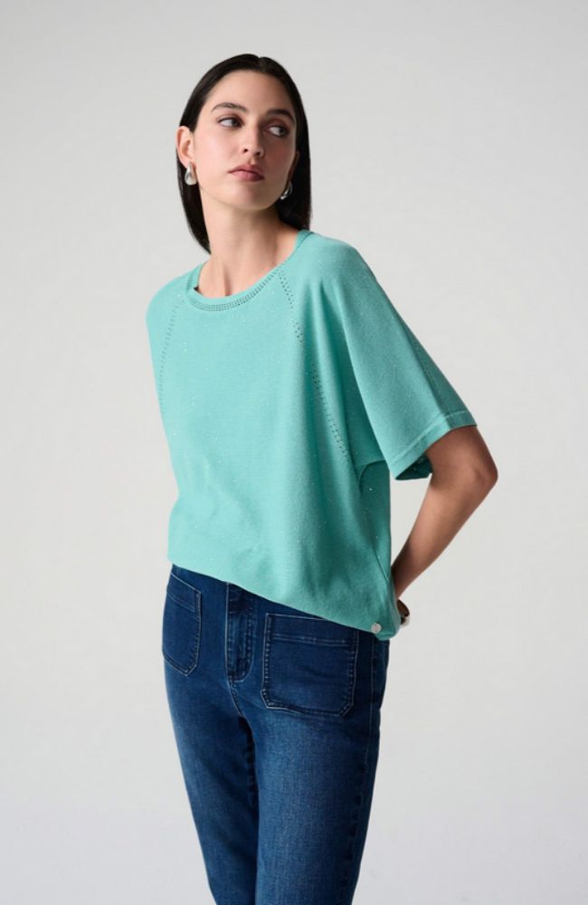 Sequins Yarn Short Sleeve Sweater