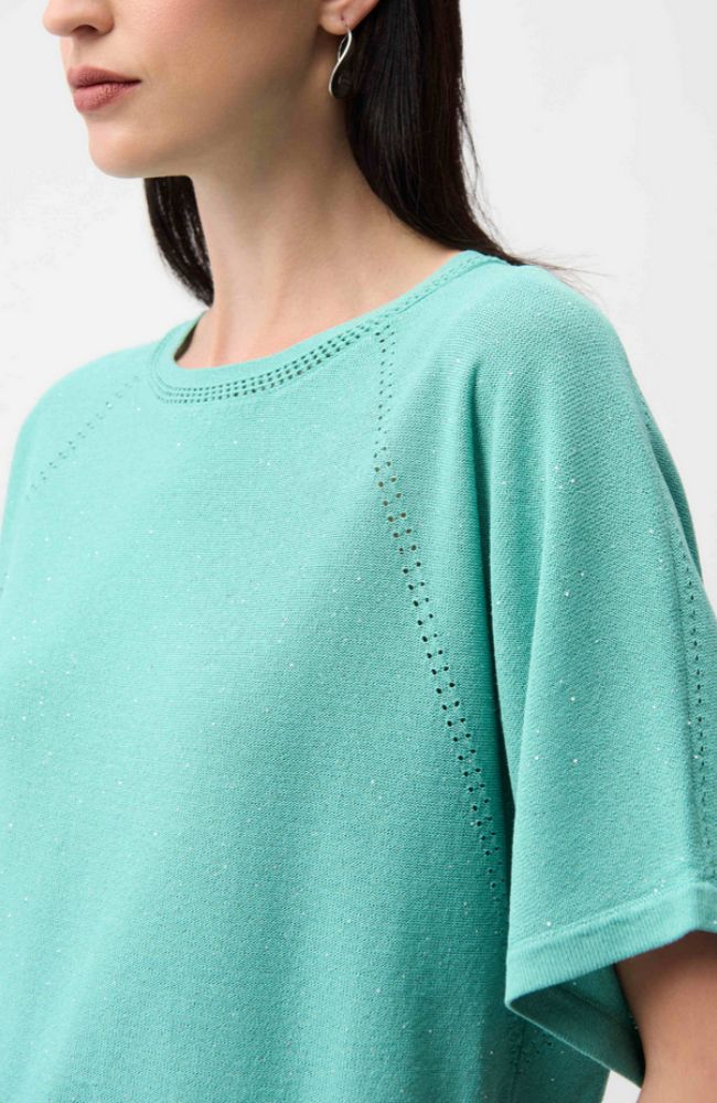 Sequins Yarn Short Sleeve Sweater