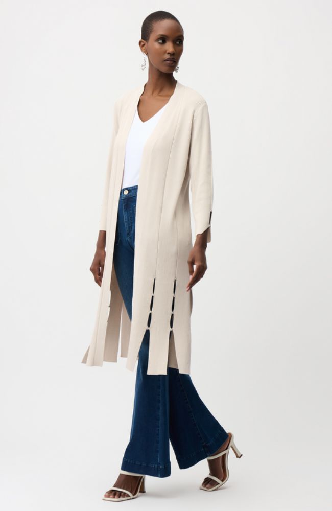 Viscose Blend Long Open Cardigan