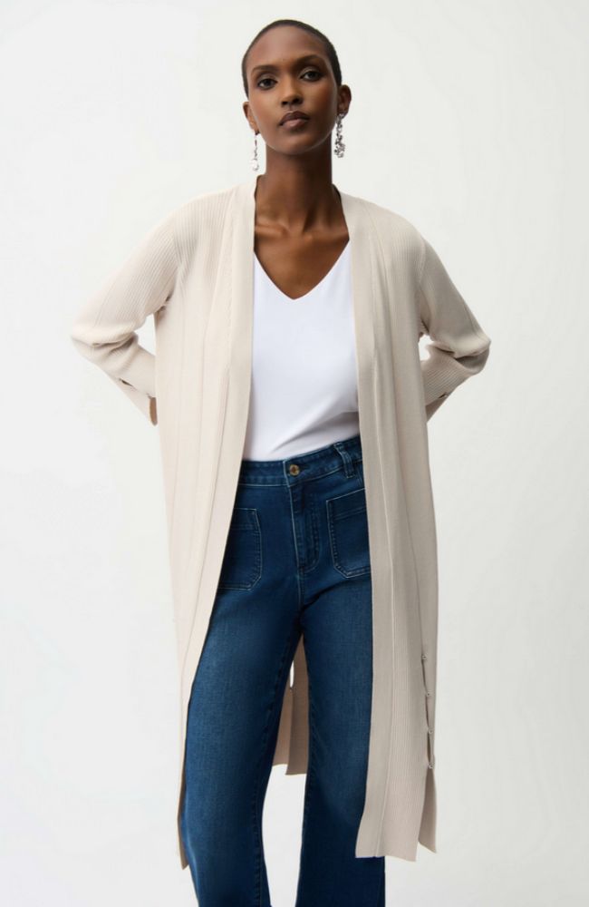 Viscose Blend Long Open Cardigan