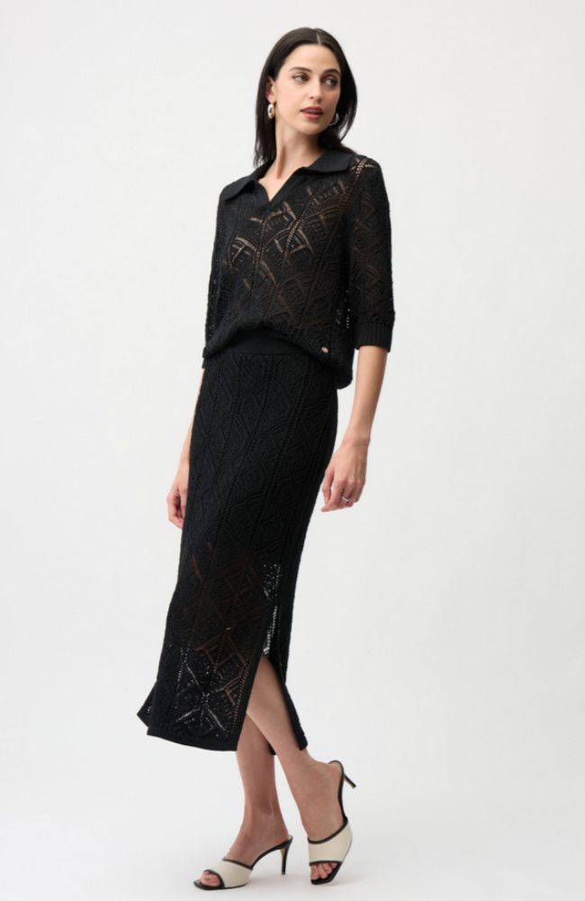 Open Stitch Sweater Polo Collar