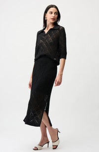 Open Stitch Sweater Polo Collar