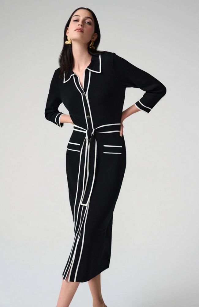 Viscose Piped Shirt Dress