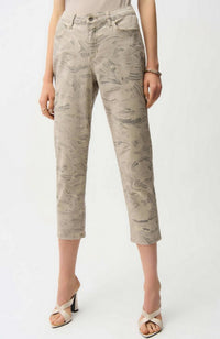 Metallic Abstract Crop Jeans